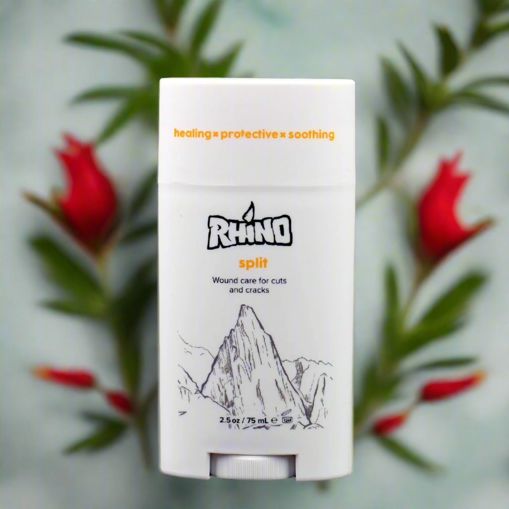 Rhino Skin Solutions Split Balm – botanical-rich formula with tea tree, arnica, and peppermint