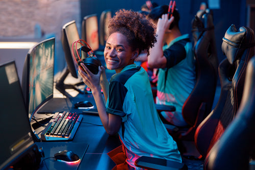 Gamer at a keyboard — Rhino skin care for esports and gaming.