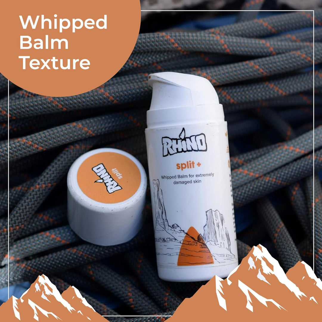 Rhino Split+ whipped hyaluronic cream for cracked skin recovery – premium skincare for climbers and athletes