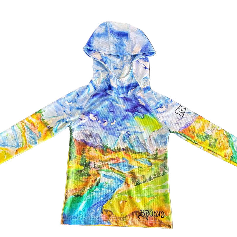 UPF 50 Sun Hoddie - Watercolor Artwork