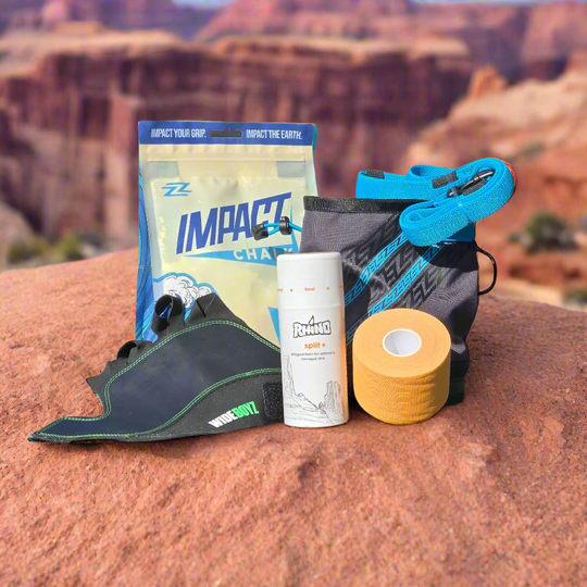 Creeksgiving Bundle
Rhino Skin Solutions products
Indian Creek climbing essentials
Crack climbing gear
Climbing skin care bundle
Chalk bag for climbers
Best crack climbing tape
Hand protection for climbers
Skin repair for climbers
Rhino Split+ for skin healing