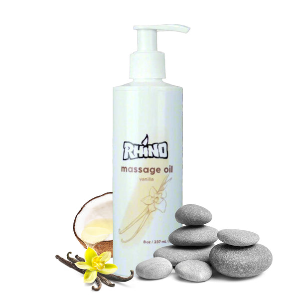 Rhino Skin Solutions Coconut Vanilla Massage Oil – nourishing sensual oil for skin and muscle relaxation

Coconut vanilla sensual massage oil by Rhino – natural body oil for intimacy and recovery

Warm, aromatic Rhino massage oil – coconut and vanilla blend for soothing touch and hydration

Sensual massage oil with coconut and vanilla – Rhino Skin Solutions' natural formula for smooth glide