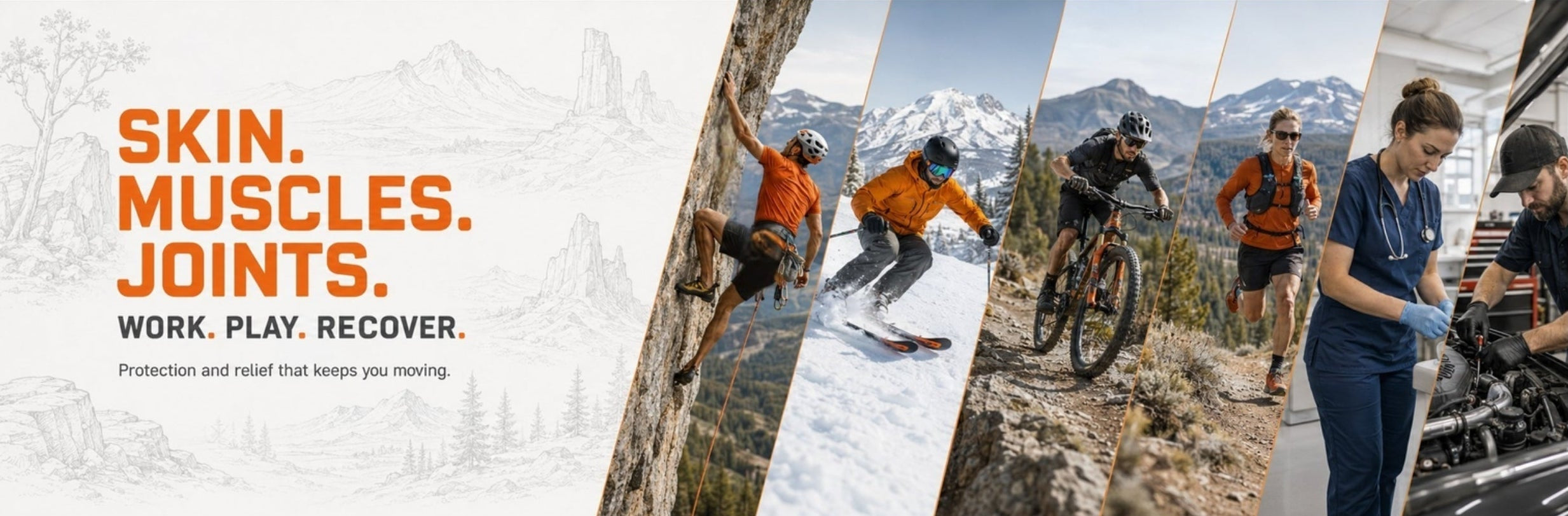 A promotional banner for K2 Sports, featuring the text 'SKIN. MUSCLES.