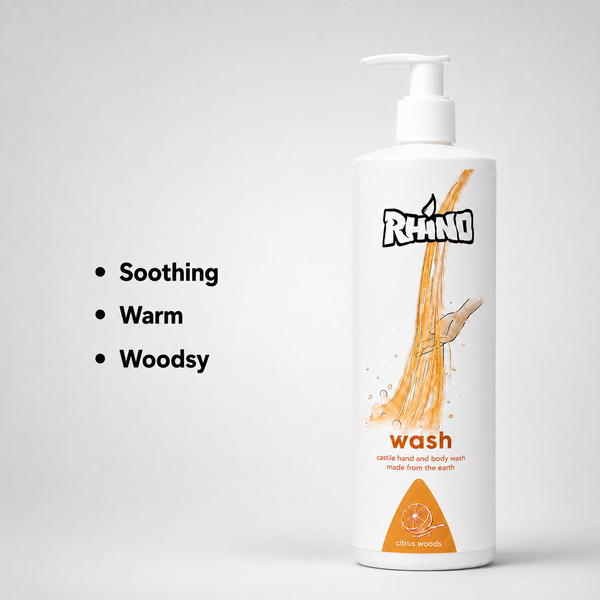 Rhino castile body wash packaging