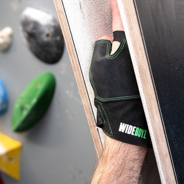 Durable Wideboys Crack Gloves for crack climbing, designed for superior grip and protection against skin tears, ideal for rock climbers and athletes.