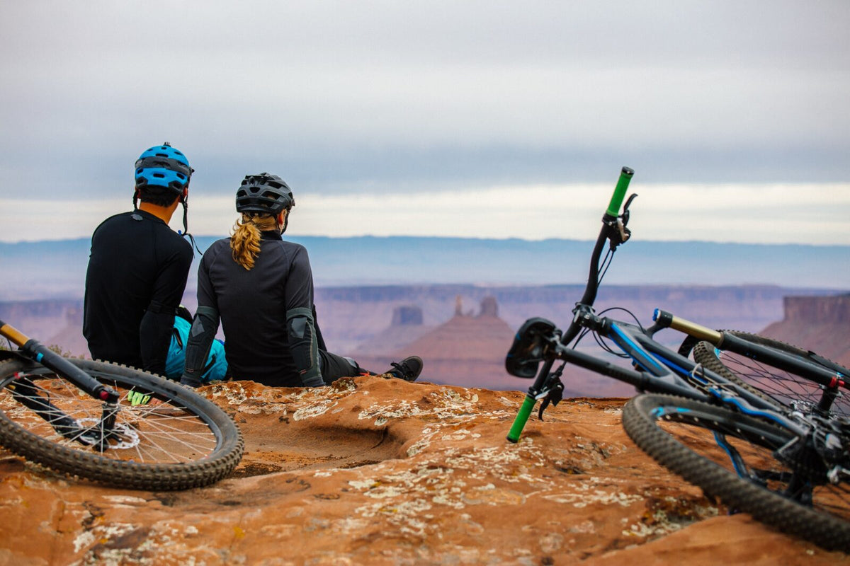 Mountain biking in Utah desert terrain — Rhino skin care for MTB riders.