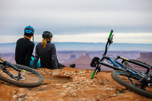 Mountain biking in Utah desert terrain — Rhino skin care for MTB riders.