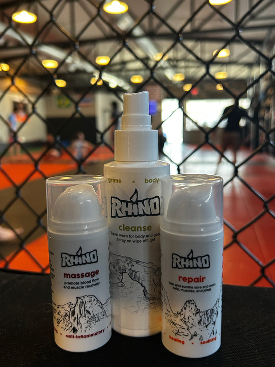Performance skin care kit – sponsored by Chey Bowers."

"Rhino Skin Boss Pack with athlete-trusted products.