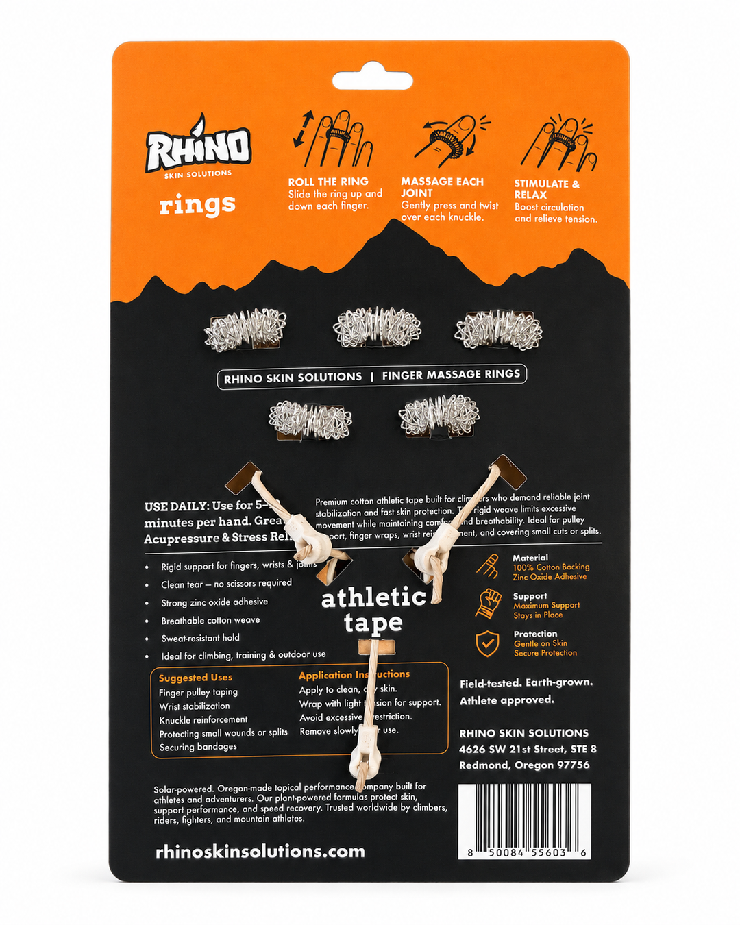 Back of the retail packaging for Rhino Skin Solutions &