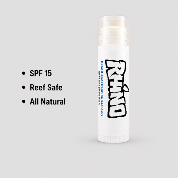 Rhino Reef Safe SPF 15 zinc lip balm packaging