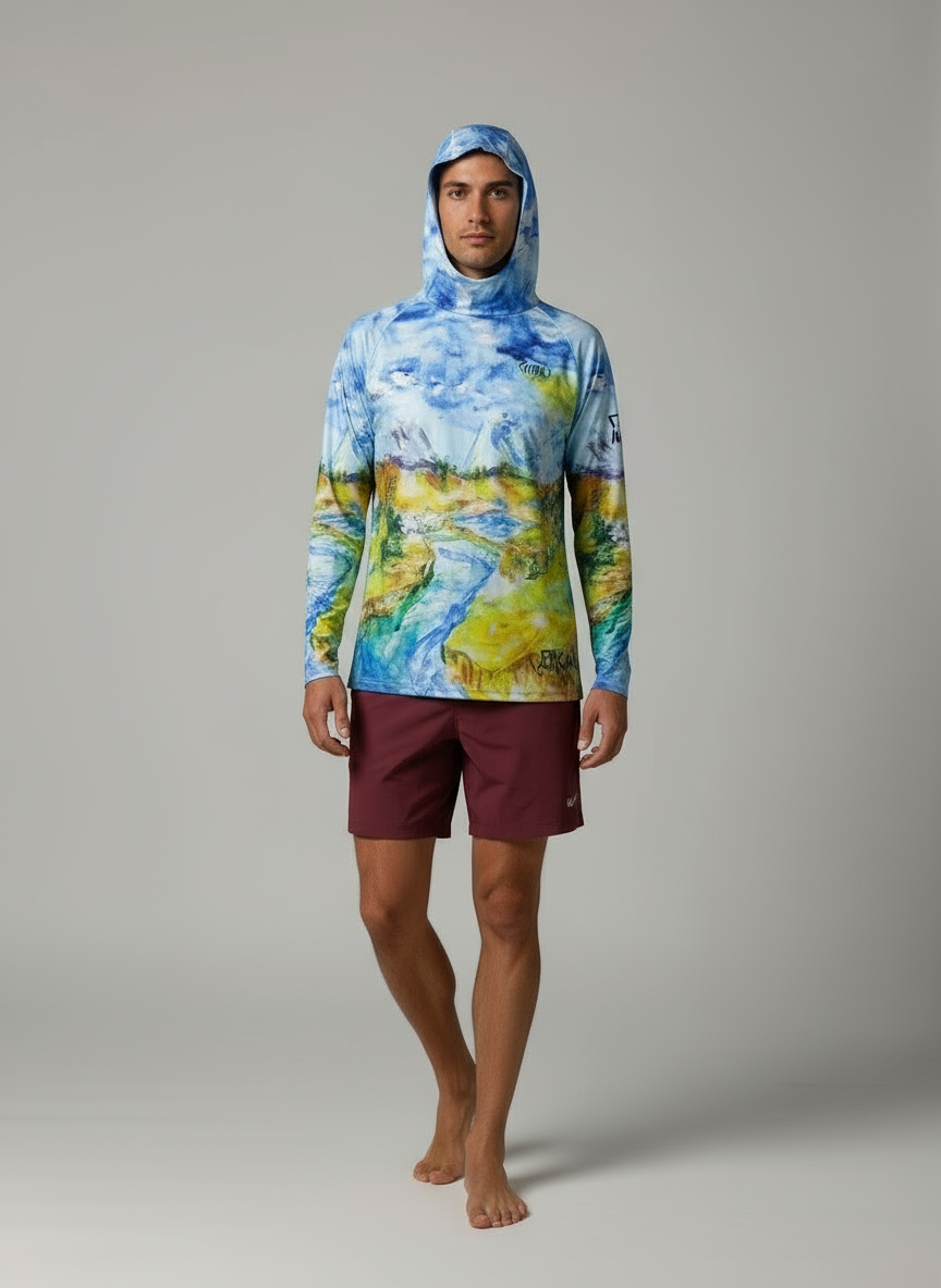 Sun Hoodie – Poly SPF 50 with Artwork by Debbra Brown