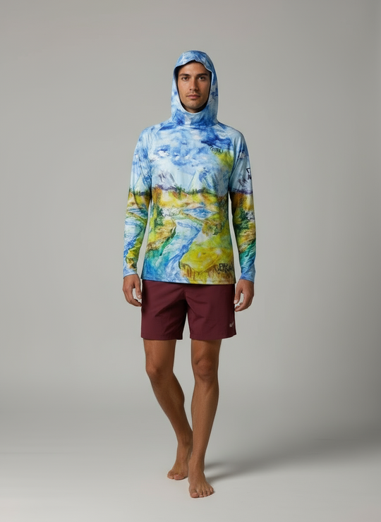 Sun Hoodie – Poly SPF 50 with Artwork by Debbra Brown