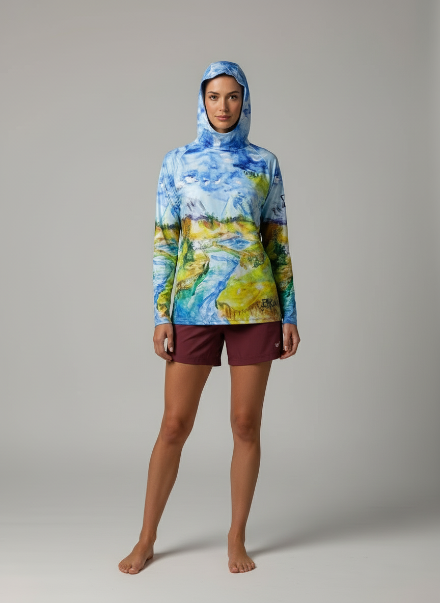 Sun Hoodie – Poly SPF 50 with Artwork by Debbra Brown