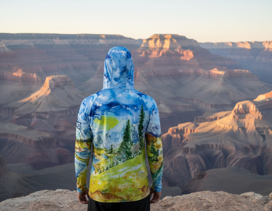 Sun Hoodie – Poly SPF 50 with Artwork by Debbra Brown