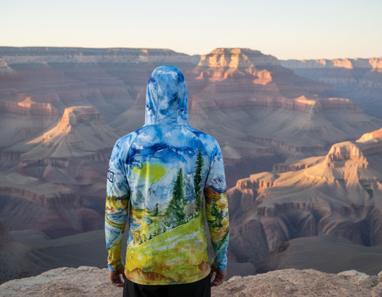 Sun Hoodie – Poly SPF 50 with Artwork by Debbra Brown