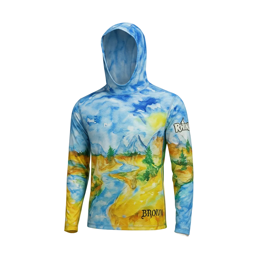 Hoodie with a nature-themed design on a white background