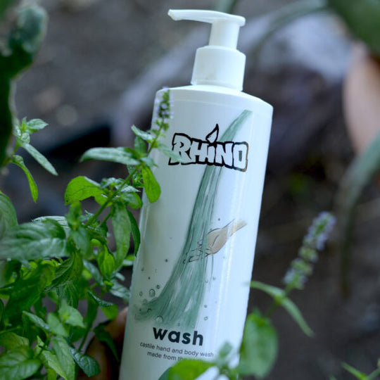 Eco-friendly Rhino Wash soap with biodegradable ingredients, ideal for climbers and outdoor enthusiasts.