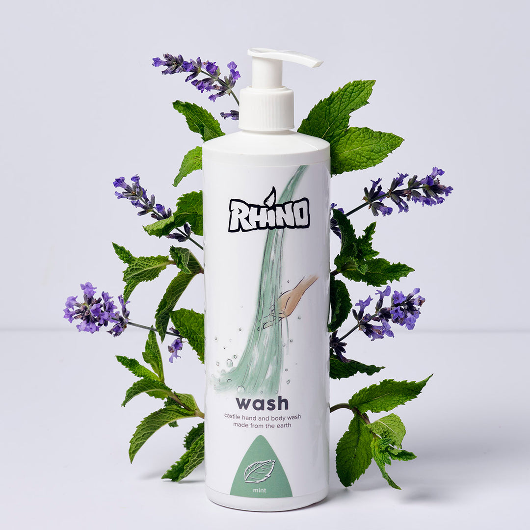 Eco-conscious Castile soap, Rhino Wash offers gentle cleansing for athletes with sensitive skin